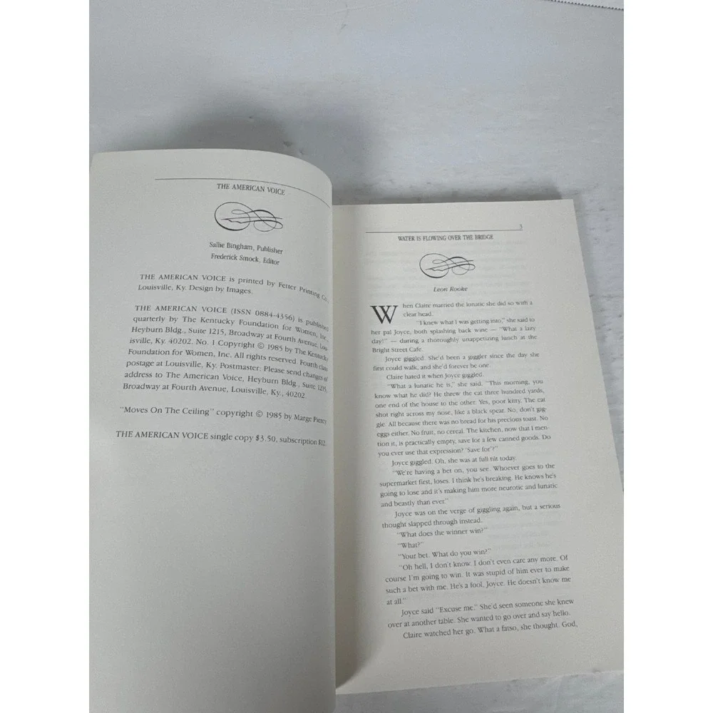 The American Voice No. 1 1985 Literary Journal Anthology Marge Piercy Kentucky